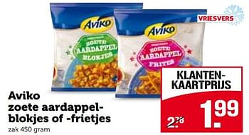 Aanbiedingen Aviko zoete aardappelblokjes of frietjes - Aviko - Geldig van 21/09/2015 tot 27/09/2015 bij Coop