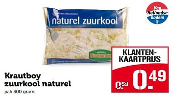 Aanbiedingen Krautboy zuurkool naturel - Huismerk - Coop - Geldig van 21/09/2015 tot 27/09/2015 bij Coop