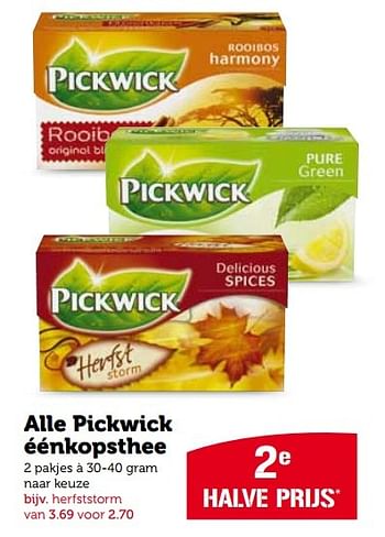 Aanbiedingen Pickwick éénkopsthee - Pickwick - Geldig van 21/09/2015 tot 27/09/2015 bij Coop