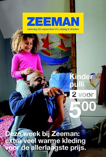 Aanbiedingen Kinder pulli - Huismerk - Zeeman  - Geldig van 25/09/2015 tot 10/10/2015 bij Zeeman