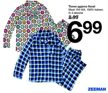 Aanbiedingen Tiener pyjama flanel - Huismerk - Zeeman  - Geldig van 25/09/2015 tot 10/10/2015 bij Zeeman