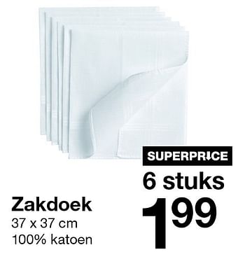 Aanbiedingen Zakdoek - Huismerk - Zeeman  - Geldig van 25/09/2015 tot 10/10/2015 bij Zeeman