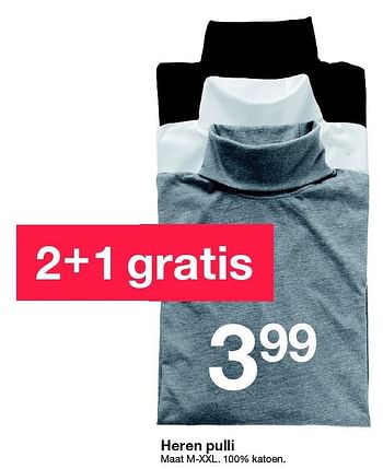 Aanbiedingen Heren pulli - Huismerk - Zeeman  - Geldig van 25/09/2015 tot 10/10/2015 bij Zeeman