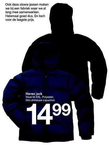 Aanbiedingen Heren jack - Huismerk - Zeeman  - Geldig van 25/09/2015 tot 10/10/2015 bij Zeeman