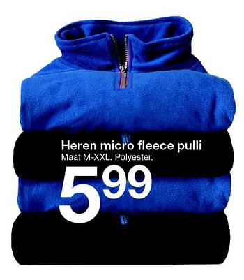Aanbiedingen Heren micro fleece pulli - Huismerk - Zeeman  - Geldig van 25/09/2015 tot 10/10/2015 bij Zeeman
