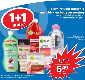 Aanbiedingen Micellair reinigingswater garnier skin naturals gezichts en bodyverzorging - Garnier - Geldig van 29/09/2015 tot 04/10/2015 bij Trekpleister