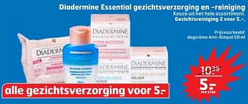 Aanbiedingen Dagcrème anti-rimpel diadermine essential gezichtsverzorging en reiniging - Diadermine - Geldig van 29/09/2015 tot 04/10/2015 bij Trekpleister