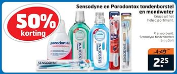 Aanbiedingen Sensodyne tandenborstel extra soft - Sensodyne - Geldig van 29/09/2015 tot 04/10/2015 bij Trekpleister