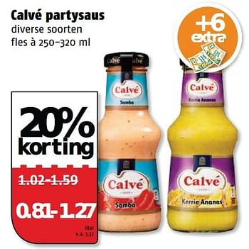 Aanbiedingen Calvé partysaus - Calve - Geldig van 28/09/2015 tot 04/10/2015 bij Poiesz