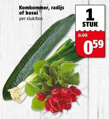 Aanbiedingen Komkommer, radijs of bosui - Huismerk Poiesz - Geldig van 28/09/2015 tot 04/10/2015 bij Poiesz