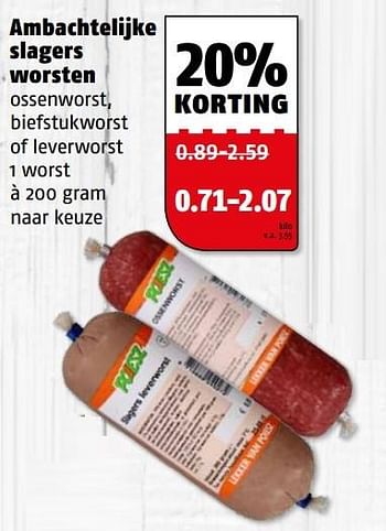 Aanbiedingen Ambachtelijke slagers worsten - Huismerk Poiesz - Geldig van 28/09/2015 tot 04/10/2015 bij Poiesz