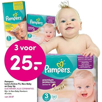 Aanbiedingen Pampers luiers active fit, new baby en easy up - Pampers - Geldig van 28/09/2015 tot 04/10/2015 bij da