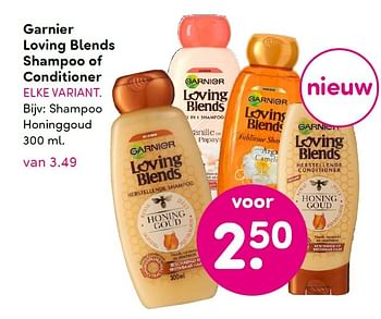 Aanbiedingen Garnier loving blends shampoo of conditioner - Garnier - Geldig van 28/09/2015 tot 04/10/2015 bij da