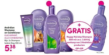 Aanbiedingen Andrélon shampoo en conditioner - Andrelon - Geldig van 28/09/2015 tot 04/10/2015 bij da