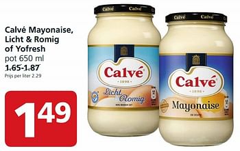 Aanbiedingen Calvé mayonaise, licht + romig of yofresh - Calve - Geldig van 28/09/2015 tot 04/10/2015 bij Jan Linders