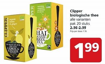 Aanbiedingen Clipper biologische thee - Clipper - Geldig van 28/09/2015 tot 04/10/2015 bij Jan Linders