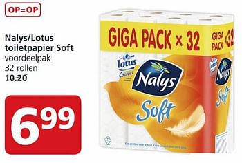 Aanbiedingen Nalys-lotus toiletpapier soft - Lotus Nalys - Geldig van 28/09/2015 tot 04/10/2015 bij Jan Linders