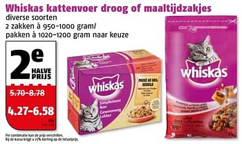 Aanbiedingen Whiskas kattenvoer droog of maaltijdzakjes - Whiskas - Geldig van 28/09/2015 tot 04/10/2015 bij Poiesz