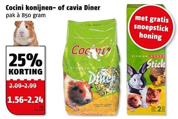 Aanbiedingen Cocini konijnen of cavia diner - Cocini - Geldig van 28/09/2015 tot 04/10/2015 bij Poiesz