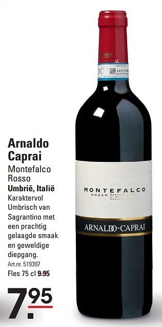 Aanbiedingen Arnaldo caprai montefalco rosso umbrië, italië - Rode wijnen - Geldig van 17/09/2015 tot 05/10/2015 bij Sligro