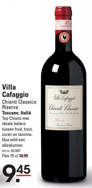 Aanbiedingen Villa cafaggio chianti classico riserva toscane, italië - Rode wijnen - Geldig van 17/09/2015 tot 05/10/2015 bij Sligro