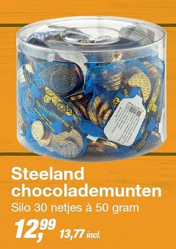 Aanbiedingen Steeland chocolademunten - Steeland - Geldig van 23/09/2015 tot 06/10/2015 bij Makro