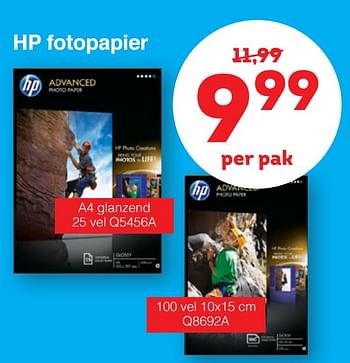 Aanbiedingen Hp fotopapier - HP - Geldig van 19/09/2015 tot 11/10/2015 bij Handyman