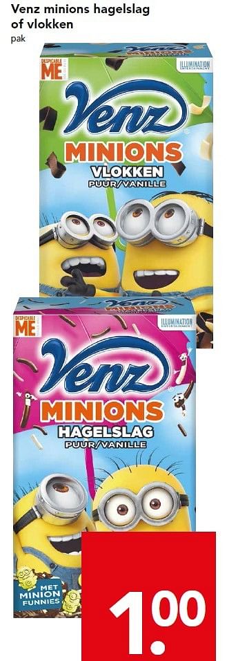 Aanbiedingen Venz minions hagelslag of vlokken - Venz - Geldig van 04/10/2015 tot 10/10/2015 bij Deen Supermarkten