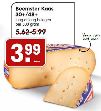 Aanbiedingen Beemster kaas 30+-48+ jong of jong belegen - Beemster - Geldig van 04/10/2015 tot 10/10/2015 bij Em-té