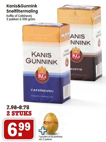Aanbiedingen Kanis+gunnink snelfiltermaling koffie of cafeïnevrij - Kanis Gunnink - Geldig van 04/10/2015 tot 10/10/2015 bij Em-té