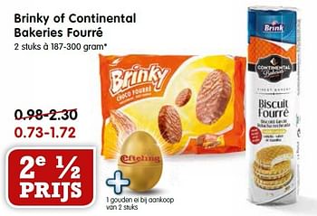Aanbiedingen Brinky of continental bakeries fourré - Brinky - Geldig van 04/10/2015 tot 10/10/2015 bij Em-té
