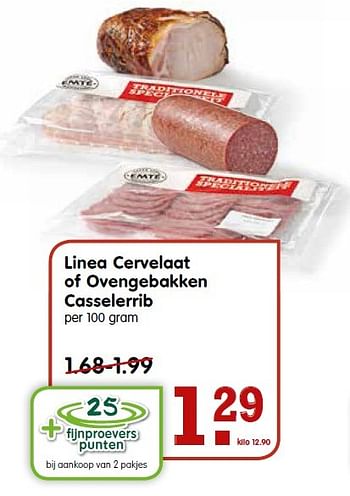 Aanbiedingen Linea cervelaat of ovengebakken casselerrib - Linea - Geldig van 04/10/2015 tot 10/10/2015 bij Em-té