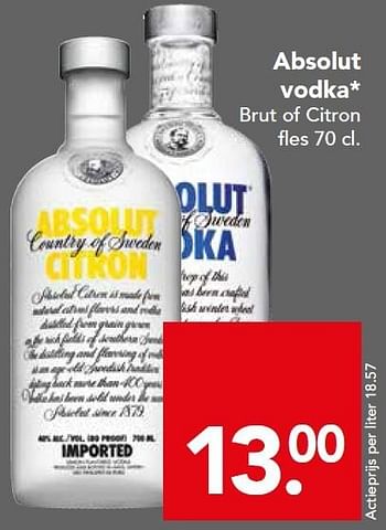 Aanbiedingen Absolut vodka - Absolut - Geldig van 04/10/2015 tot 10/10/2015 bij Deen Supermarkten