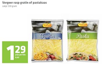 Aanbiedingen Vergeer rasp gratin of pastakaas - Vergeer  - Geldig van 01/10/2015 tot 07/10/2015 bij Attent