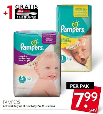 Aanbiedingen Pampers active fit, easy up of new baby - Pampers - Geldig van 04/10/2015 tot 10/10/2015 bij Deka Markt