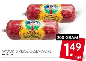 Aanbiedingen Woorts verse ossenworst - Woorts - Geldig van 04/10/2015 tot 10/10/2015 bij Deka Markt