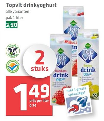 Aanbiedingen Topvit drinkyoghurt - Topvit - Geldig van 01/10/2015 tot 07/10/2015 bij Spar