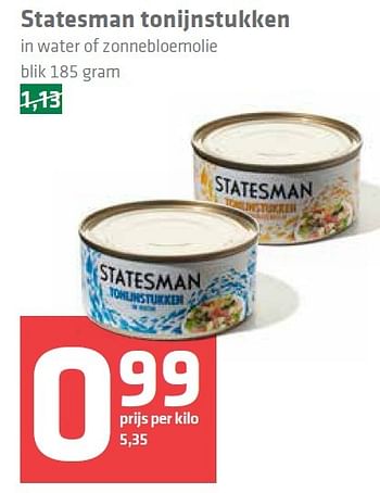 Aanbiedingen Statesman tonijnstukken - STATESMAN - Geldig van 01/10/2015 tot 07/10/2015 bij Spar