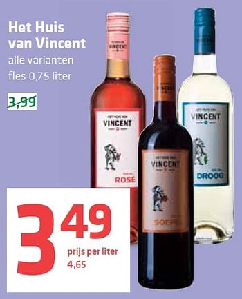 Aanbiedingen Het huis van vincent - Rode wijnen - Geldig van 01/10/2015 tot 07/10/2015 bij Spar