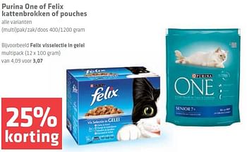 Aanbiedingen Purina one of felix kattenbrokken of pouches - Felix - Geldig van 01/10/2015 tot 07/10/2015 bij Spar