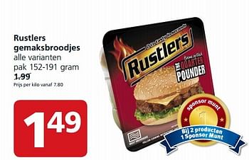 Aanbiedingen Rustlers gemaksbroodjes - Rustlers - Geldig van 05/10/2015 tot 11/10/2015 bij Jan Linders