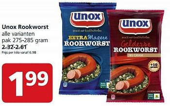 Aanbiedingen Unox rookworst - Unox - Geldig van 05/10/2015 tot 11/10/2015 bij Jan Linders