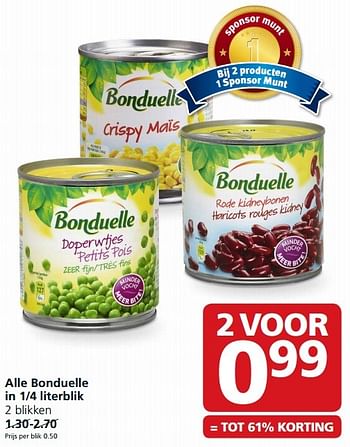 Aanbiedingen Alle bonduelle in 1-4 literblik - Bonduelle - Geldig van 05/10/2015 tot 11/10/2015 bij Jan Linders