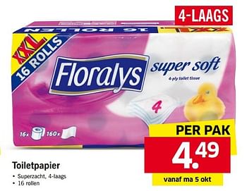 Aanbiedingen Toiletpapier - Floralys - Geldig van 05/10/2015 tot 11/10/2015 bij Lidl