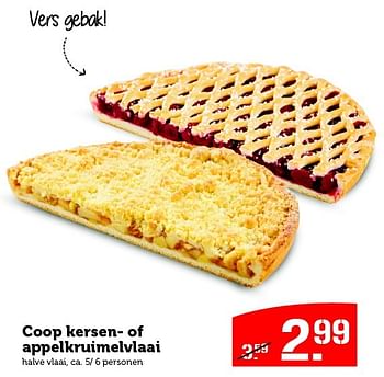 Aanbiedingen Coop kersen of appelkruimelvlaai - Huismerk - Coop - Geldig van 05/10/2015 tot 11/10/2015 bij Coop