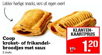 Aanbiedingen Coop kroket of frikandelbroodjes met saus - Huismerk - Coop - Geldig van 05/10/2015 tot 11/10/2015 bij Coop