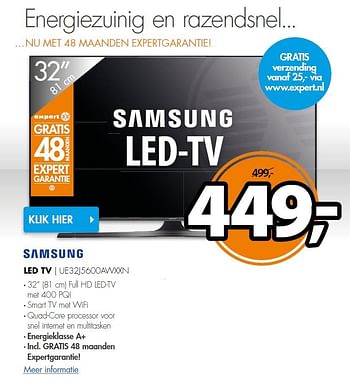 Aanbiedingen Samsung led tv ue32j5600awxxn - Samsung - Geldig van 05/10/2015 tot 11/10/2015 bij Expert