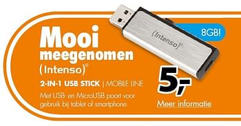 Aanbiedingen Intenso 2-in-1 usb stick mobile line - Intenso - Geldig van 05/10/2015 tot 11/10/2015 bij Expert