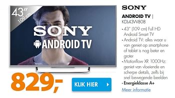 Aanbiedingen Sony android tv kdl43w808 - Sony - Geldig van 05/10/2015 tot 11/10/2015 bij Expert