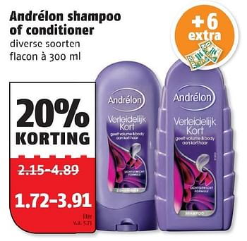 Aanbiedingen Andrelon shampoo of conditioner - Andrelon - Geldig van 05/10/2015 tot 11/10/2015 bij Poiesz